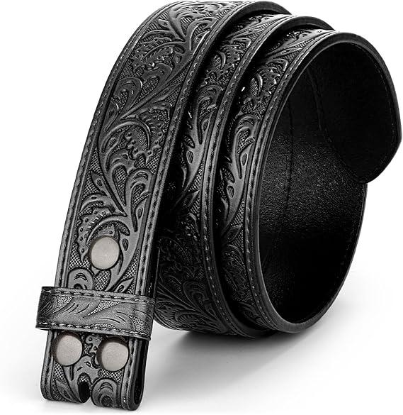 Western Leather Belt Strap for Men Women Cowboy Cowgirl Engraved Embossed Leather Belt Strap for Jeans Pants