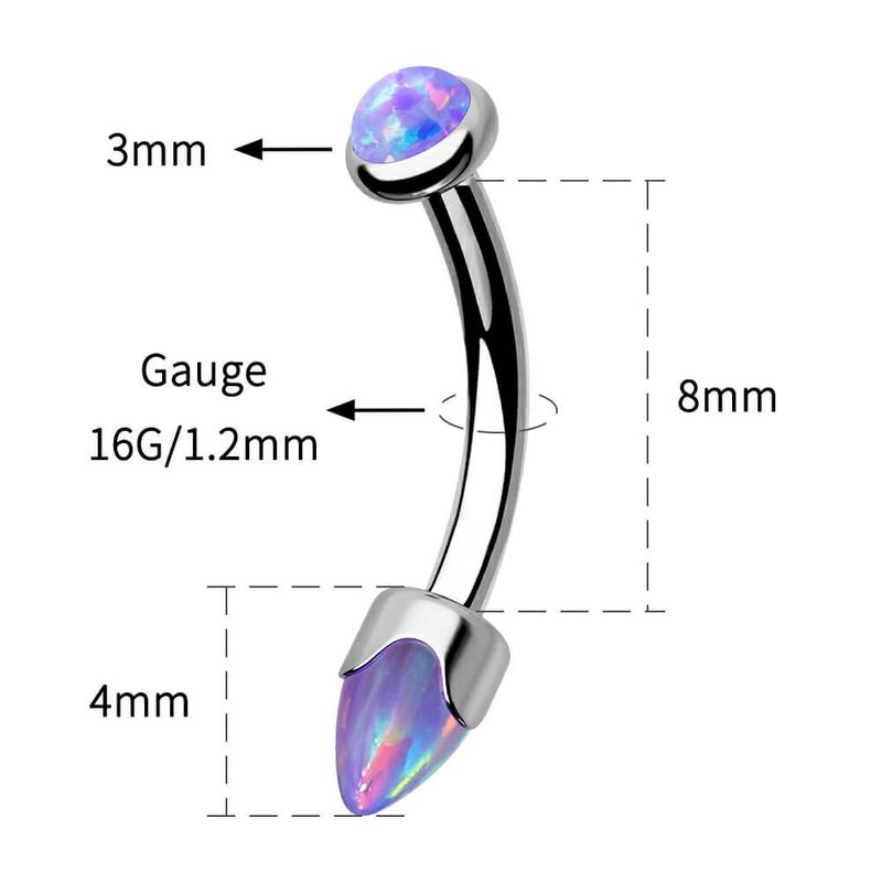 Oufer 16G Titanium Internally Threaded Opal Curved Barbell Rook Eyebrows Vertical Piercing Ring