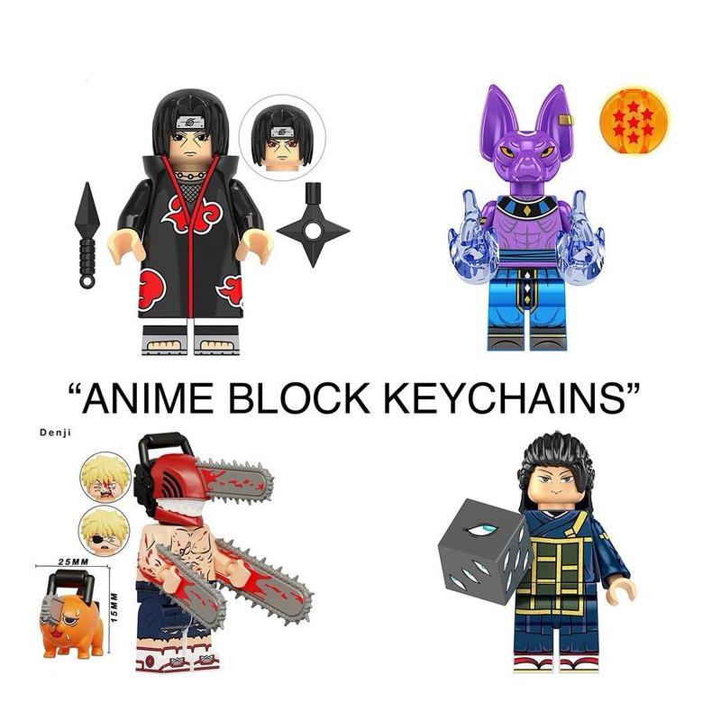 Anime Custom Block Mini Figure Collectible Keychains