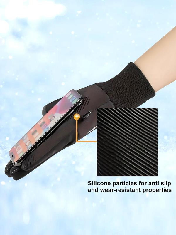 Unisex Letter Print Touch Screen Gloves, Casual Non-slip Waterproof Warm Gloves for Outdoor Activities, Fashion Accessories for Men & Women