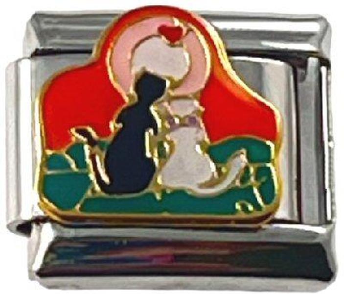 Italian Charm Link Cats Gazing at Sunset 9mm