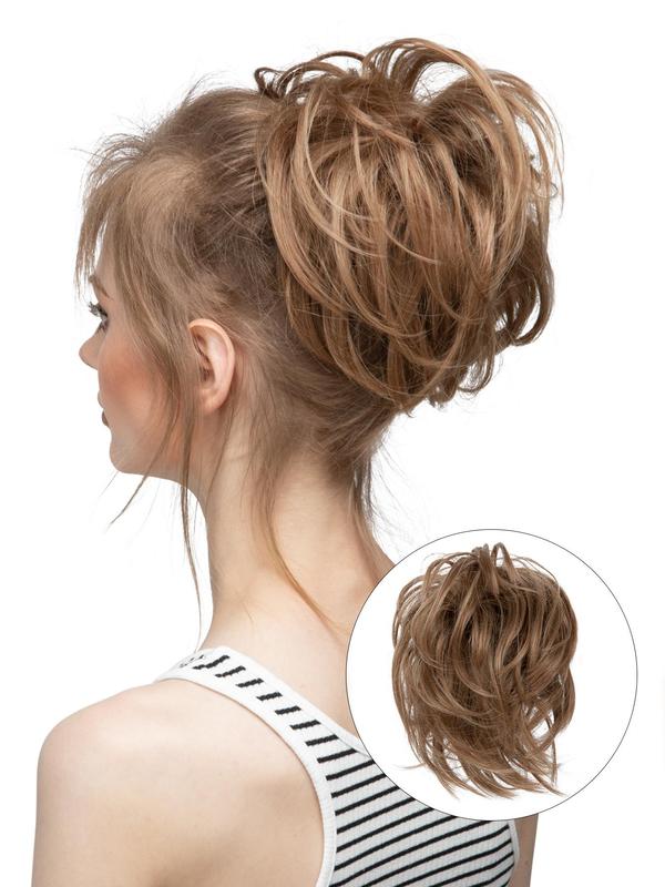 8 Inch Blonde Short Wavy Hair Bun, Natural Fluffy Hair Bun, Synthetic Hairpiece for Women & Girls, Suitable for Daily Use