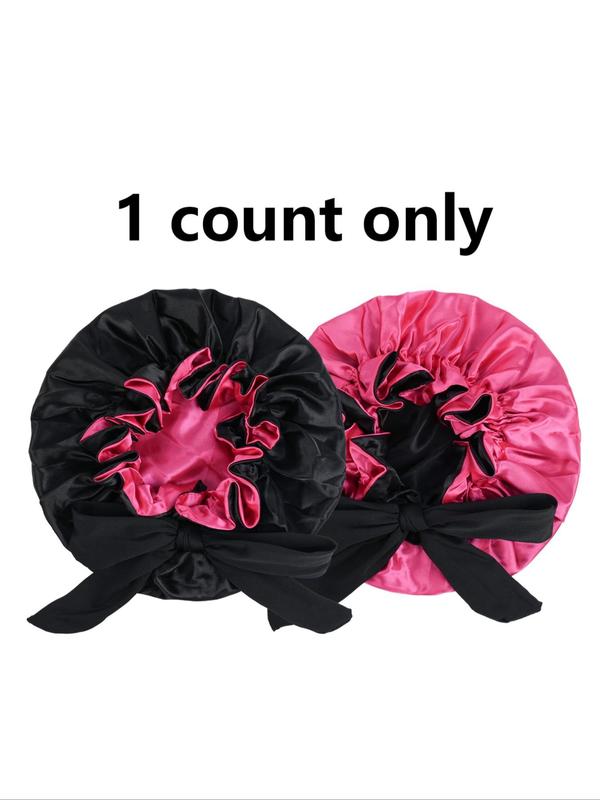 Double Layer Ruched Design Sleeping Bonnet, Soft Satin Bonnet for Sleeping, Fashion Accessories for Women & Girls