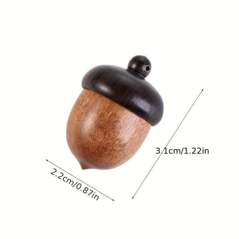 Wooden Acorn Shaped Pill Box, 2 Counts Mini Keychain Pendant Medicine Storage Box, Travel Essentials, Home Organizer for Outdoor & Travel