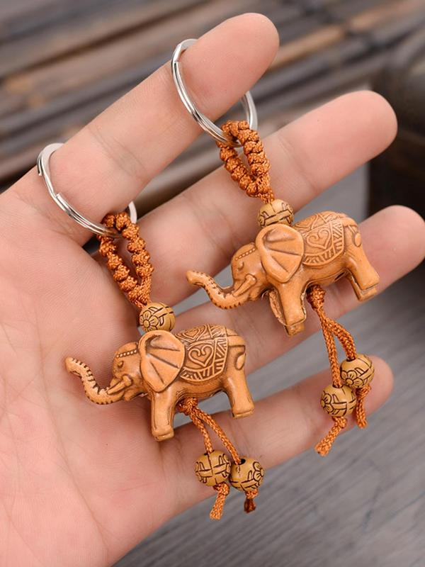 Cute Elephant Design Keychain, Boho Style Beaded Decor Keychain for Women & Men, Fashion Accessories for Bag Decoration