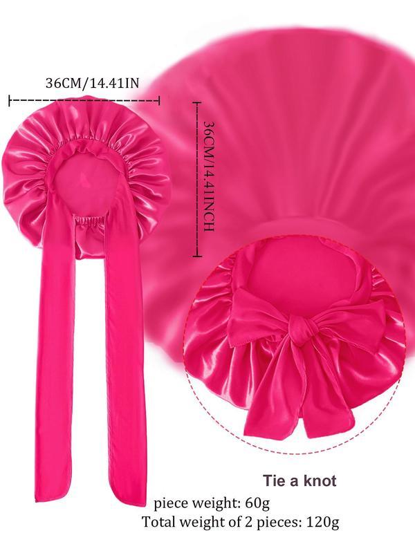 Double Layer Satin Bonnet with Elastic Tie Band, Silk-Like Texture Sleep Cap for Curly Hair, Nightcap Gifts for Women