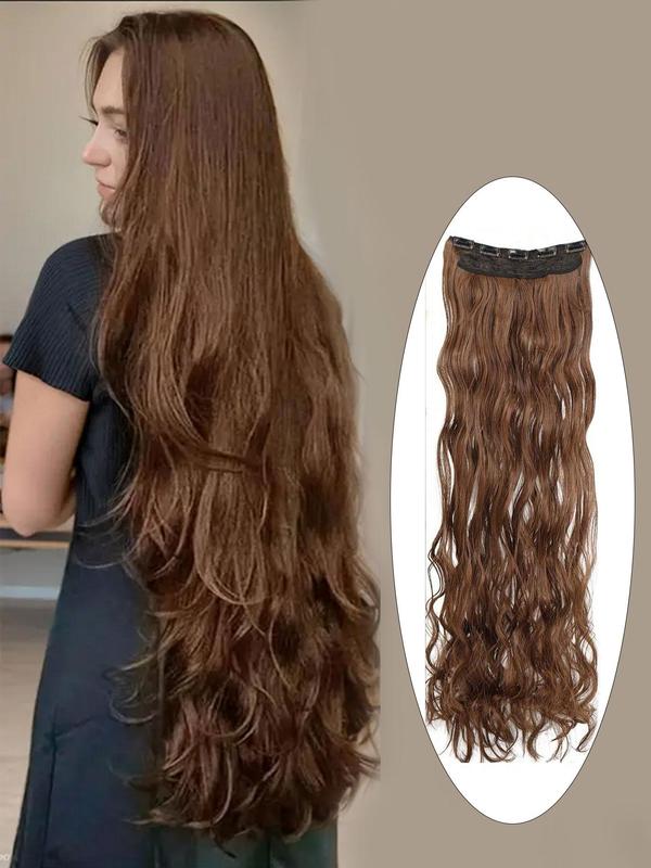 39.5 Inch Extra Long Body Wavy Clip-in Hair Extension, Natural Fluffy Synthetic Hair Extensions for Women, Heat Resistant Synthetic Hairpiece for Daily Use