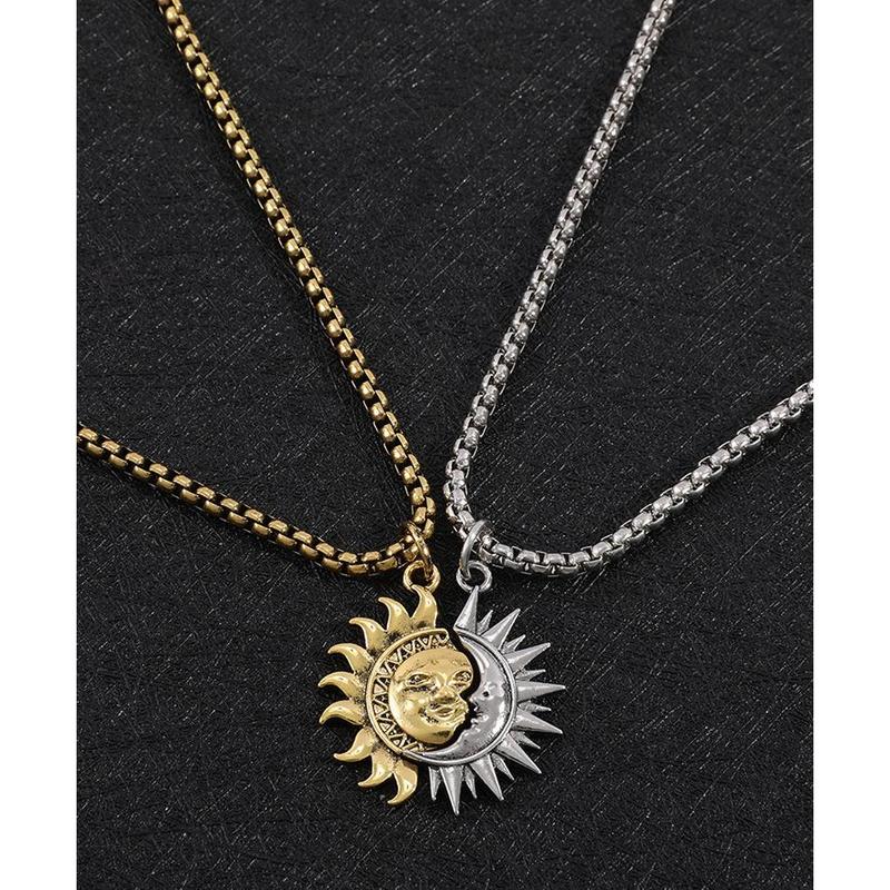 New sun and moon asymmetrical accessories for men, titanium steel couples, high-end necklaces for women, versatile, simple and individual