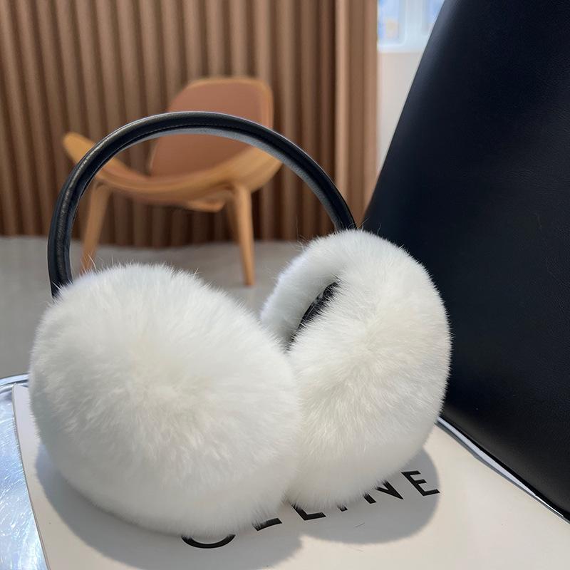 Unisex Foldable Faux Fur Winter Earmuffs - Rex Rabbit Fur Ear Warmers for Women & Men, Cozy & Stylish for Autumn and Winter Outdoor Use