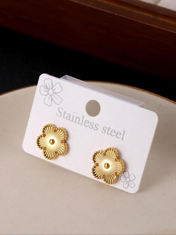 Fashionable Flower Design Stud Earrings (1 Pair), Simple Earring for Party, Daily Clothing Decor, Trendy All-match & Exquisite Jewelry for Birthday Gift