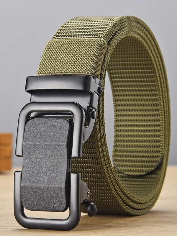 Men's Automatic Buckle Business Tape Belt, Minimalist Casual Plain Tape Belt, Simple Design Busines Style Tape Belt for Daily Used