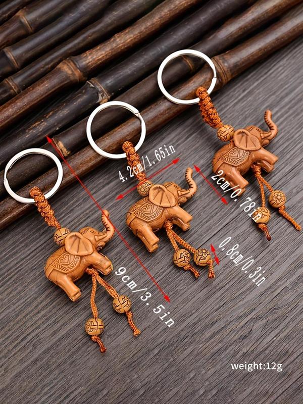 Cute Elephant Design Keychain, Boho Style Beaded Decor Keychain for Women & Men, Fashion Accessories for Bag Decoration