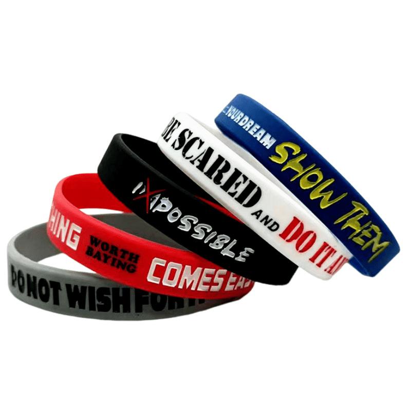 5 Pack Motivational Wristbands for Men, Women & Teens, 12x8” Silicone Bracelets with Inspirational Quotes, Unisex Adult Design for men, gifts for boys