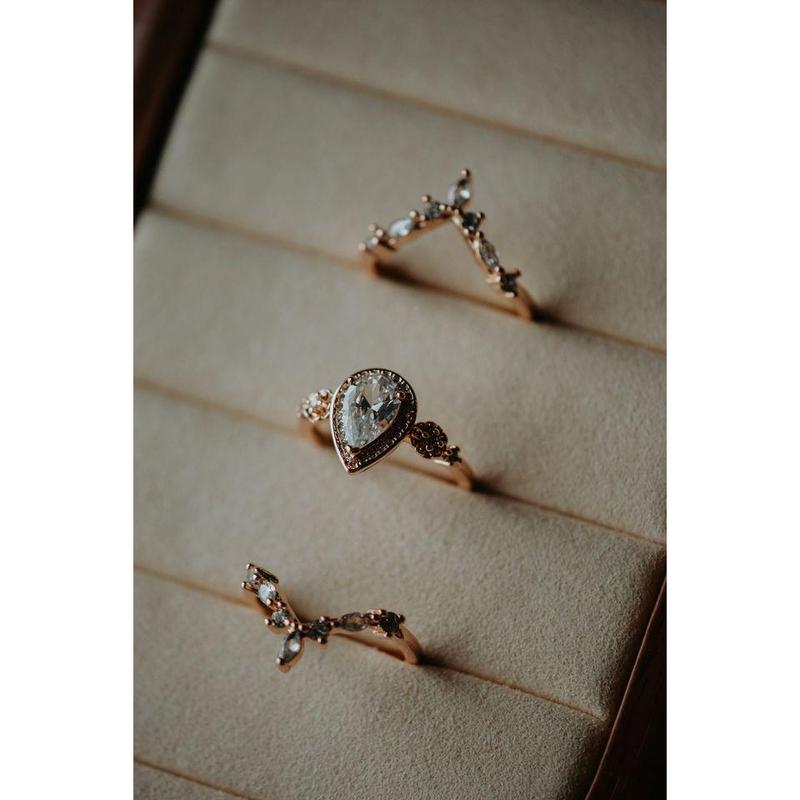 Anja 3PC Champagne Gold Ring Set