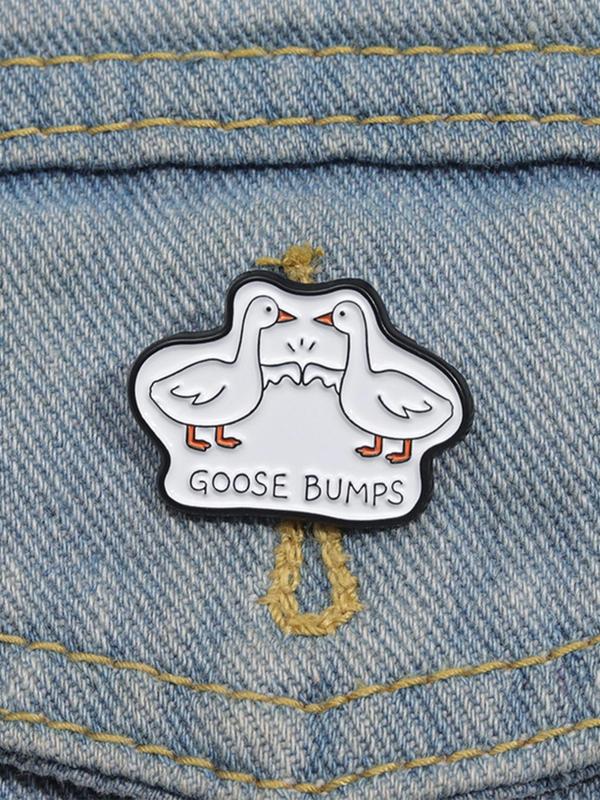 Goose Bumps Letter Pattern Brooch, Cute Animal Design Brooch, Fashion Accessories for Men & Women, Trendy All-match & Exquisite Brooch for Birthday Gift