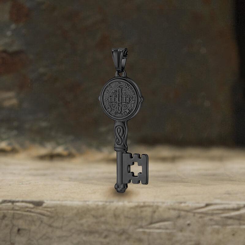 GTHIC St. Benedict Medal Key Stainless Steel Pendant for Men Women Daily Wear Statement Jewelry