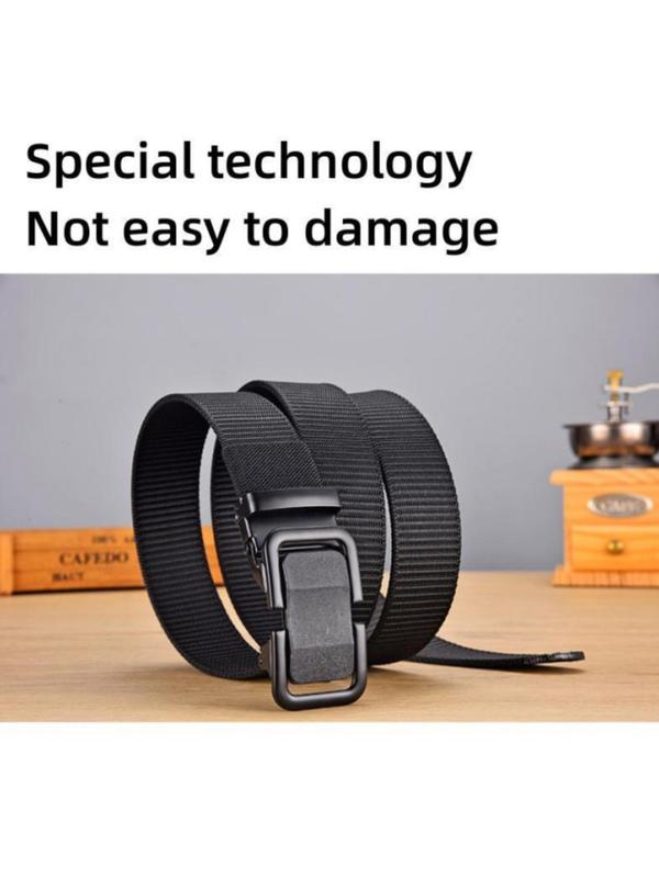 Men's Automatic Buckle Business Tape Belt, Minimalist Casual Plain Tape Belt, Simple Design Busines Style Tape Belt for Daily Used