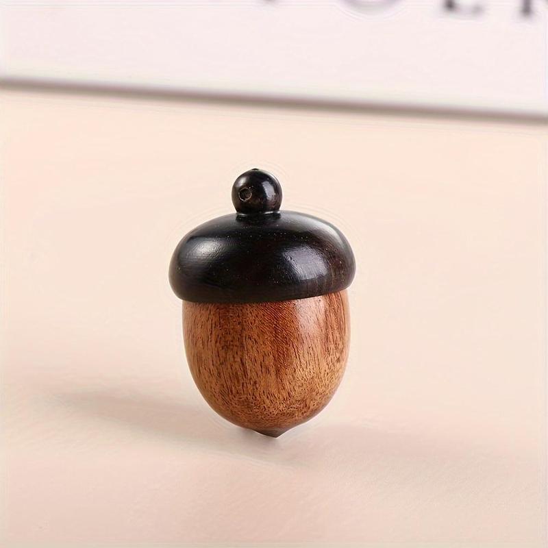 Wooden Acorn Shaped Pill Box, 2 Counts Mini Keychain Pendant Medicine Storage Box, Travel Essentials, Home Organizer for Outdoor & Travel