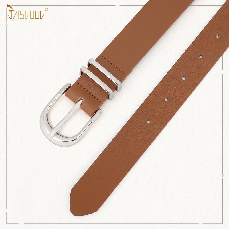 JASGOOD 3 Pack Women Leather Belts  Ladies Faux Waist Belt with Gold Buckle For Jeans Dresses Pants