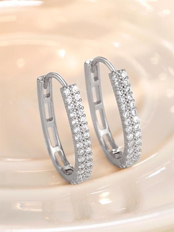 Elegant Rhinestone Decorated Hoop Earrings (1 Pair), Fashion Jewelry for Party, Daily Clothing Decor, Wedding Engagement Anniversary Party Jewelry Gifts