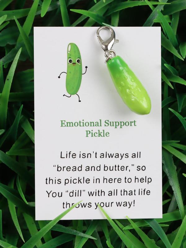 Cute Cucumber Design Keychain Pocket Card, Novelty Emotional Support Pocket Card Keychain, Fashion DIY Jewelry Accessories for Women & Men