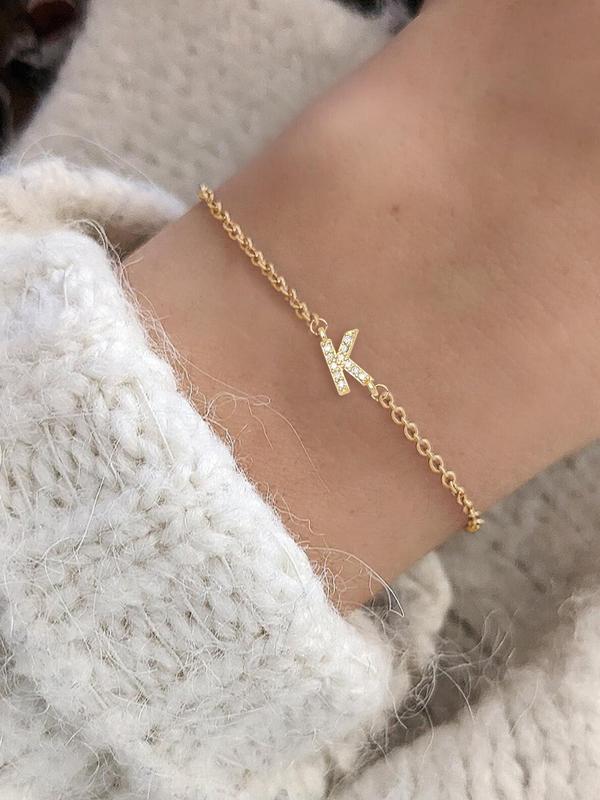 Letter Detail Charm Bracelet, Summer Jewelry, Matching Bracelet, Stainless Steel Vintage Jewelry for Women As Gift, Accessories for Daily & Back To School, Fall Outfits, Fall Freshness for Fall 2024