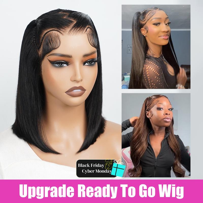 Asteria Hair Pre-Styled Straight 13x4 Glueless Ready to Go Lace Frontal Wig Human Hair Wig Pre Bleached Beginners Glueless Wig