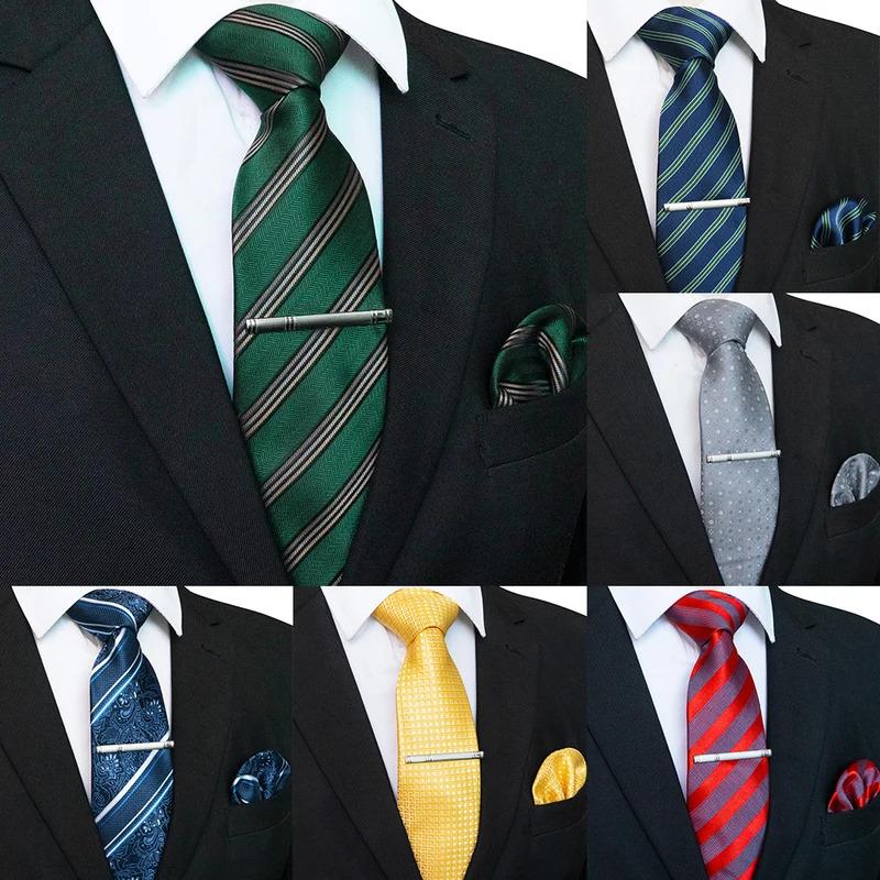 EASTEPIC Ties for Men 8 cm Exquisite Floral Necktie Handkerchief Clip Men's Tie Set Wedding Party Birthday Gift Stripe Dot Plaid