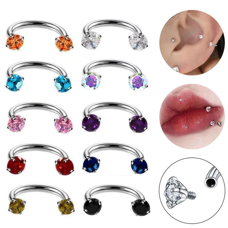 Titanium Horseshoe Internally Threaded Gems for Piercings