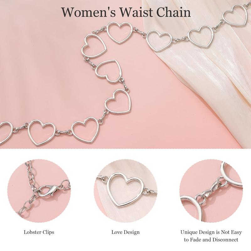 AWAYTR Western Chain Belts for Women Fashion Silver Waist Chain for Jeans Dresses Country Concert Outfit Accessories