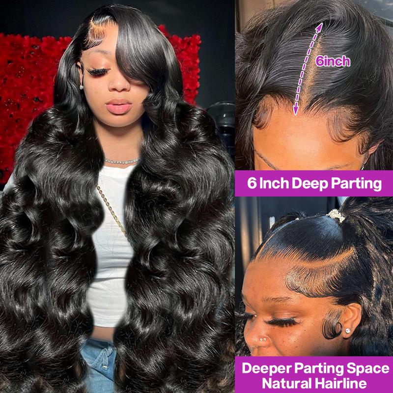 Pizazz Hair 13x6 HD Transparent Lace Front Wigs Human Hair 220% Density Body Wave Lace Frontal Wigs For Women Pre Plucked With Baby Hair