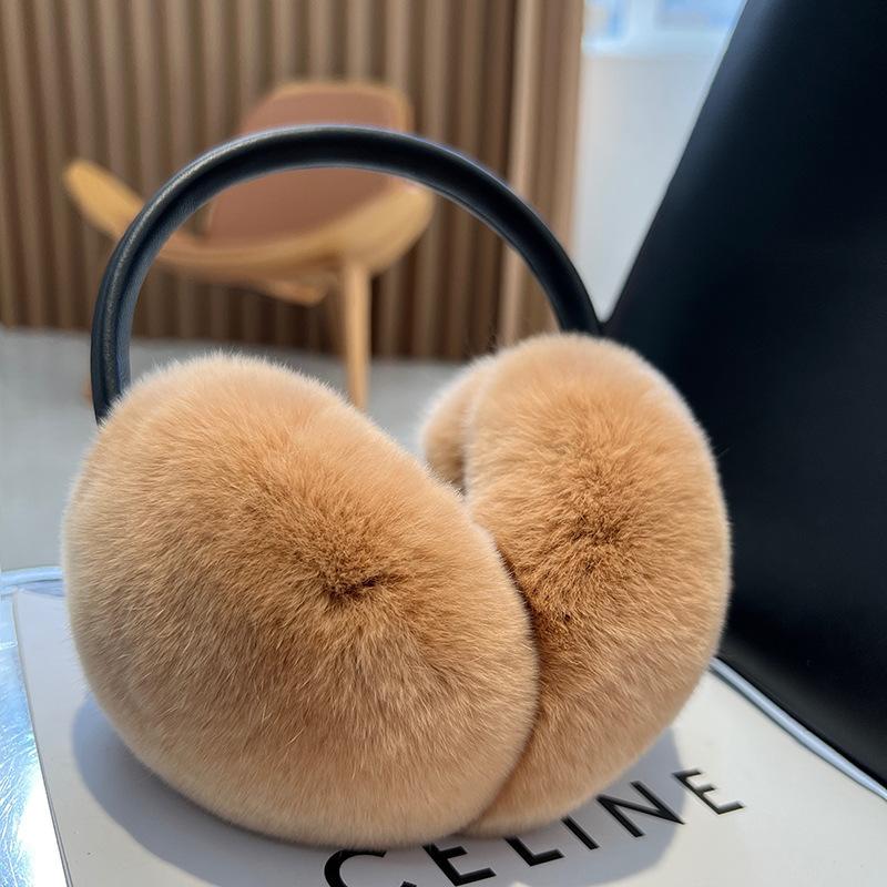 Unisex Foldable Faux Fur Winter Earmuffs - Rex Rabbit Fur Ear Warmers for Women & Men, Cozy & Stylish for Autumn and Winter Outdoor Use