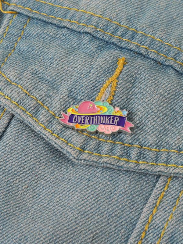 Unisex Fashion Letter Pattern Brooch Pin, Overthinker Clothes Brooch, Y2k Mini Accessories, Cute Accessories for Women & Men As Gift