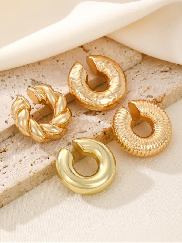 Punk Style C Shaped Ear Cuff, Fashionable Earrings for Women & Girls, Exaggerated Jewelry for Party Decor, Trendy All-match & Exquisite Jewelry for Gift