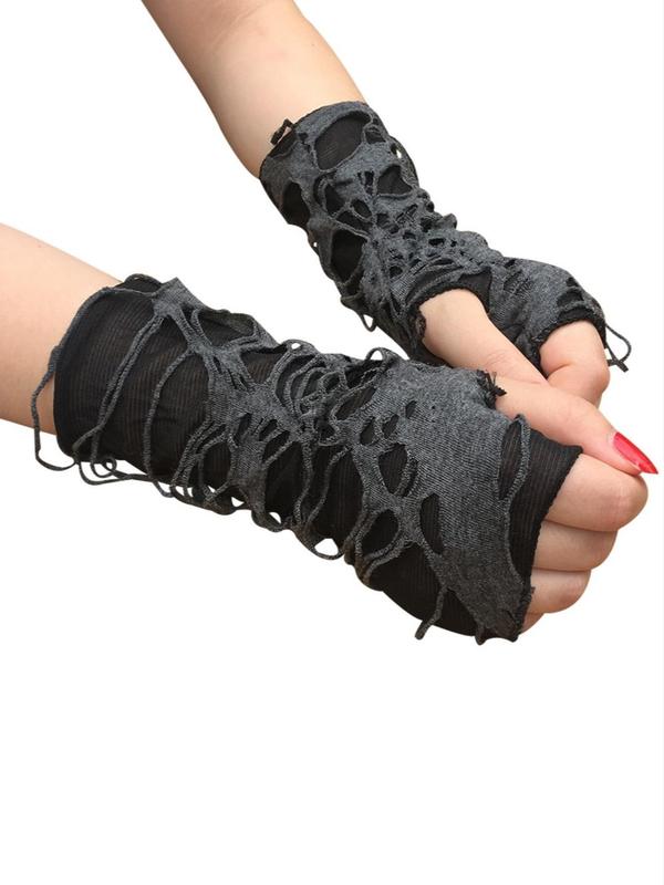 Punk Fashion Ripped Gloves, Casual Trendy Gloves for Party, Fashion Accessories for Daily Wear, Perfect for Cosplay Party