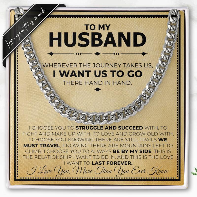 Love You This Much To My Husband Classic Steel Jewelry Gift Set| Romantic Gift for Husband | Best Gift for Husband Birthday | Unique Husband Gifts