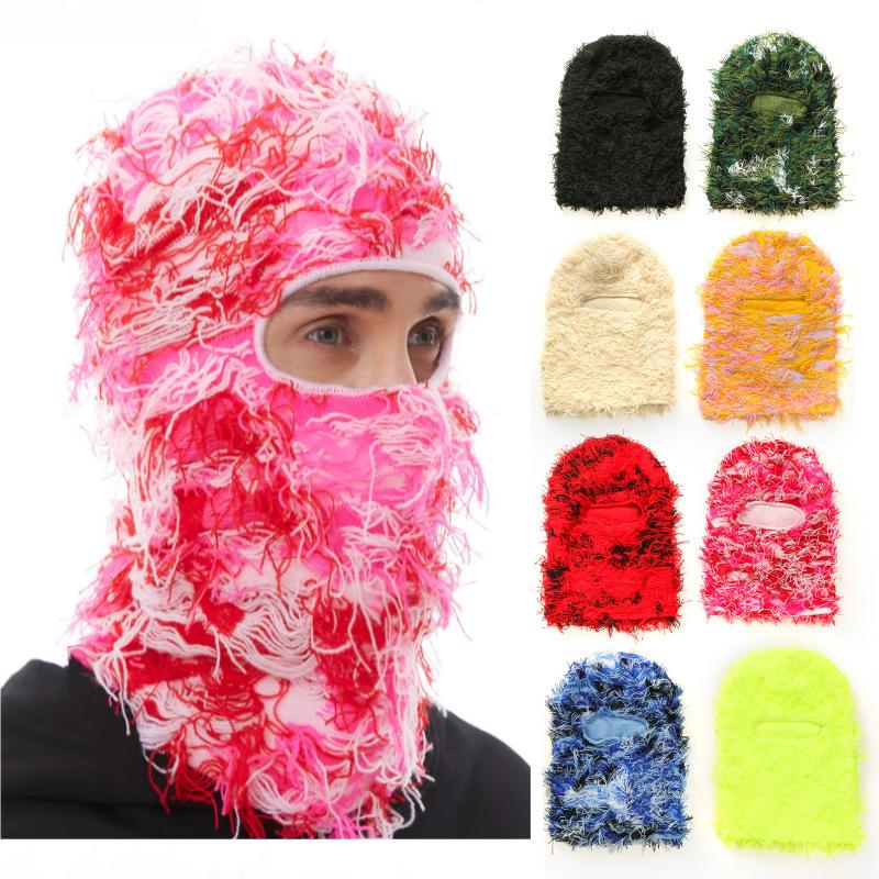 Distressed Style Windproof Warm Ski Mask – Full Face Coverage for Outdoor Sports and Fashion Wear Funny Hats for Men and Women