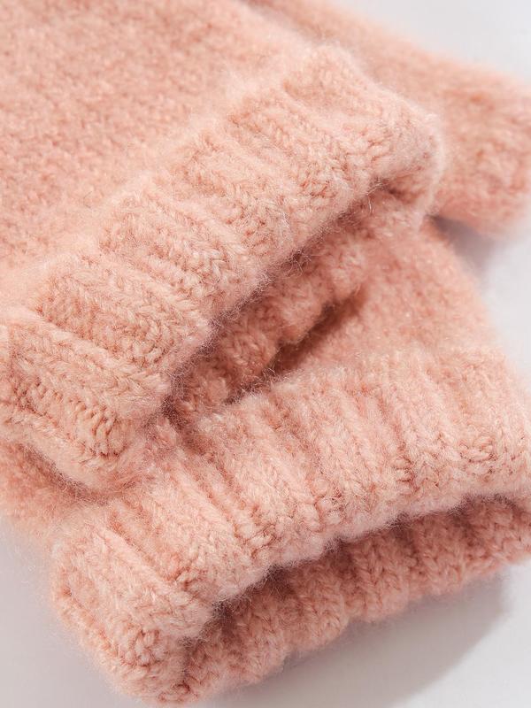 Women's Solid Color Touch Screen Warm Fingerless Gloves, Casual Gloves for Fall & Winter, Fashion Accessories for Women & Girls