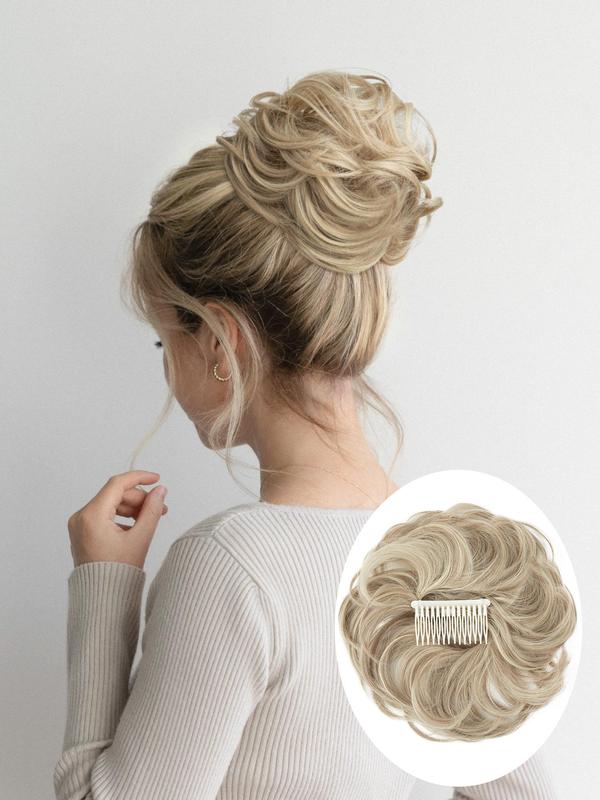 Women's Elegant Messy Wavy Clip-in Hair Bun, Natural Fluffy Hair Bun with Hair Clip, Synthetic Hairpiece for Women & Girls for Hairstyle Ideas