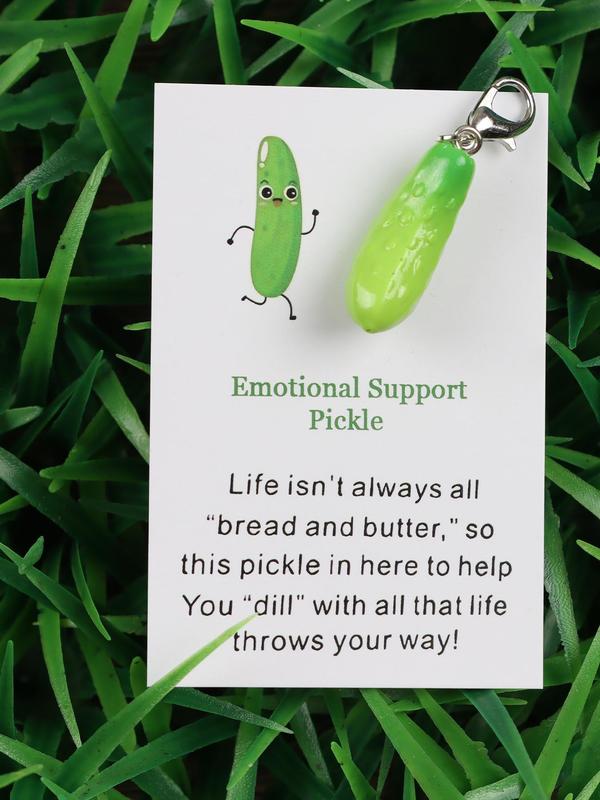 Cute Cucumber Design Keychain Pocket Card, Novelty Emotional Support Pocket Card Keychain, Fashion DIY Jewelry Accessories for Women & Men