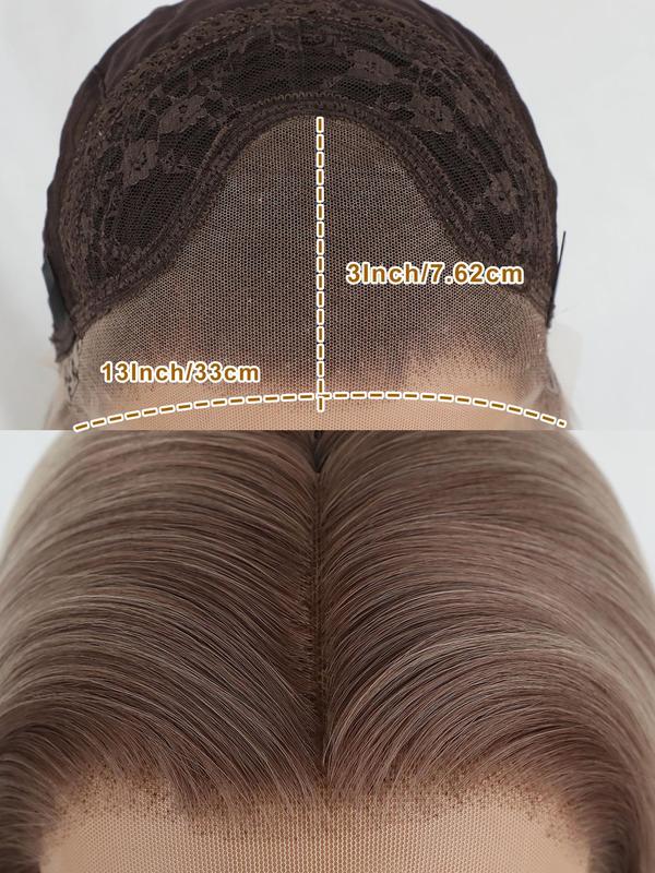 28 Inch Rooted Color Long Straight Lace Front Wigs for Women, Gorgeous Fluffy Wigs without Bangs, Synthetic Hair Lace Front Wigs for Party, Daily Use