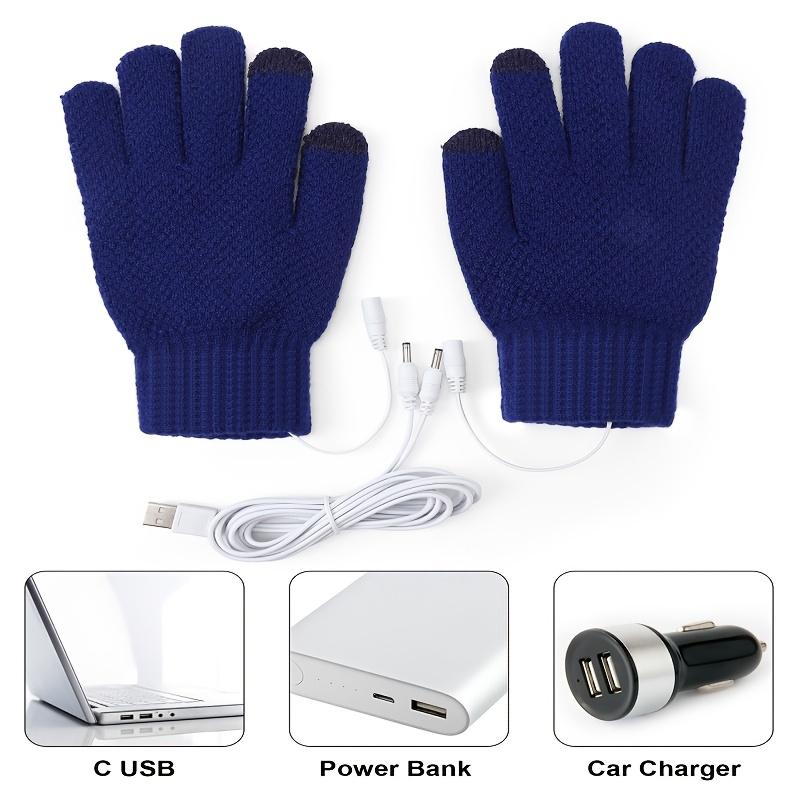 3pcs USB Rechargeable Heated Gloves - Touchscreen Compatible, Warm Knit Mittens for Men & Women, Perfect for Outdoor Activities, 3 Colors