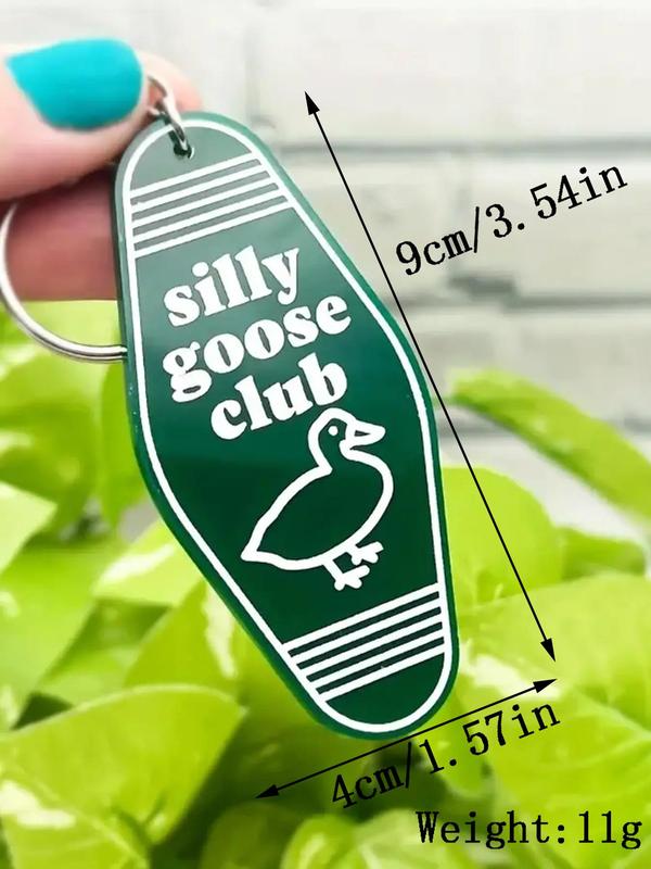 Summer Unisex Cute Letters & Goose Graphic Keychain, Trendy Creative Novelty Key Fob & Key Holder for Car Keychain, Chic Accessories As Gift for Women & Men