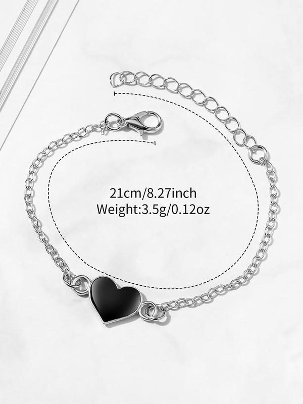 Elegant Round Dial Wristwatch & Heart Charm Bracelet, Trendy All-match Transparent Watch & Chain Bracelet, Fashionable Watch Set As Gift for Girlfriend without Box