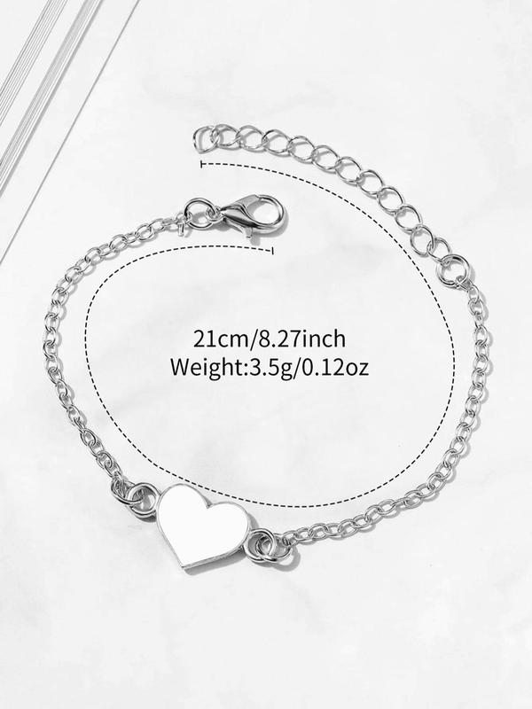 Elegant Round Dial Wristwatch & Heart Charm Bracelet, Trendy All-match Transparent Watch & Chain Bracelet, Fashionable Watch Set As Gift for Girlfriend without Box