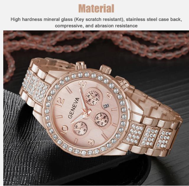 Women's Rose Gold  Watch Stainless Steel Classic Waterproof