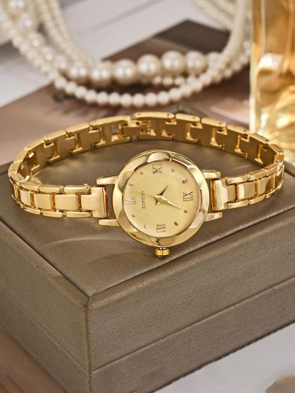 Women's Elegant Round Dial Quartz Watch, Fashionable Wristwatch for Women & Girls, Trendy All-match & Exquisite Watch for Birthday Gift without Box