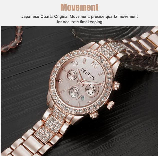 Women's Rose Gold  Watch Stainless Steel Classic Waterproof