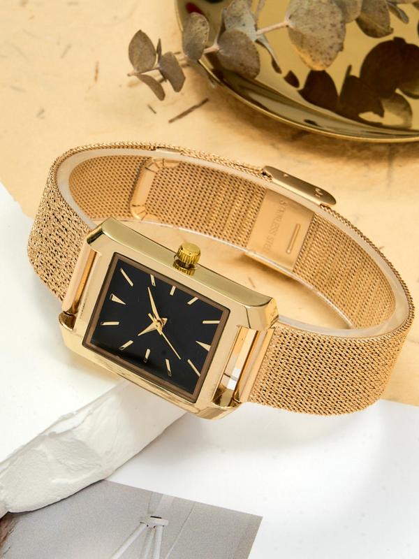 Women's Elegant Fashion Rectangle Dial Quartz Watch, Fashion Watch for Party, Daily Decor, Trendy All-match & Exquisite Watch for Birthday Gift with Box