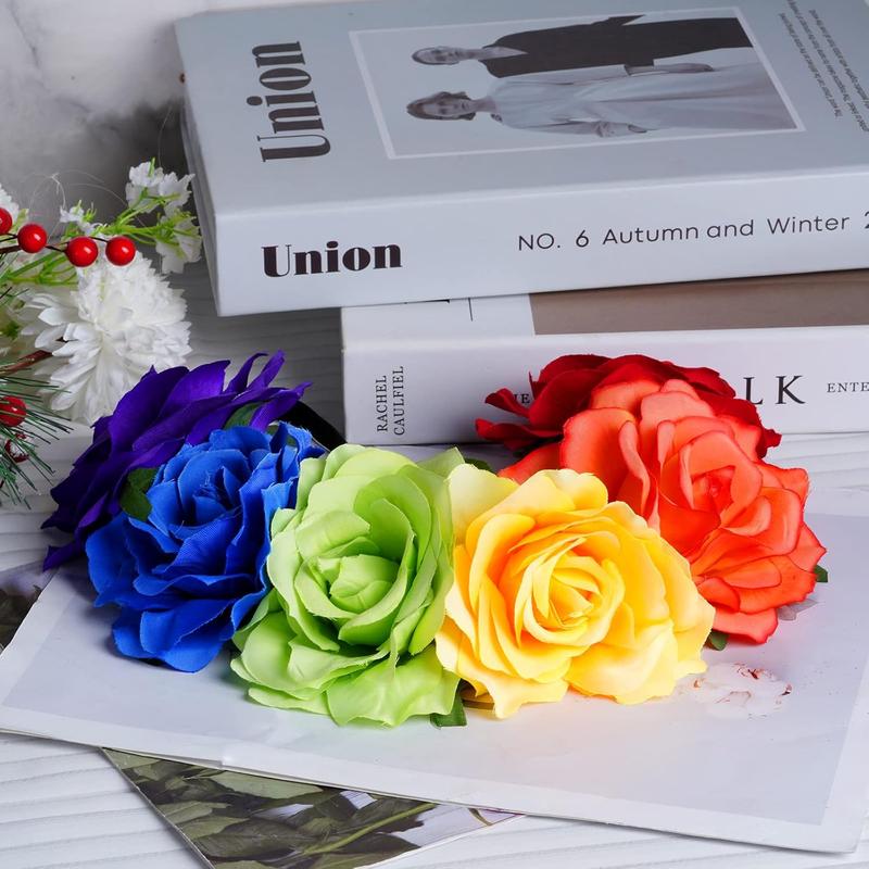 Rainbow Rose Headband Rainbow Flower Crown Woodland Hair Wreath Floral Crown Women's Hawaiian Stretch Headpiece Gay Pride Accessories for Gay LGBT Bisexual Pride Party Supplies Halloween